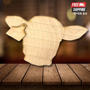 Laser Cut Shiplap Cow Wood Cutout | Birch Plywood | Ready to Paint or Stain | Multiple Sizes Available