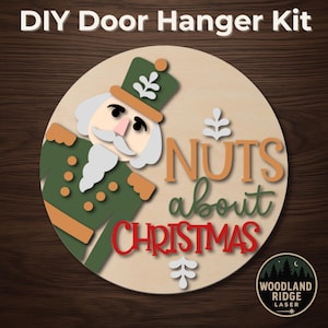 Nuts About Christmas Nutcracker DIY Door Hanger Kit – Round Unfinished Wood Sign