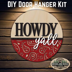 Unfinished Wood Round DIY Kit | Howdy Y'all Handkerchief Door Hanger ...