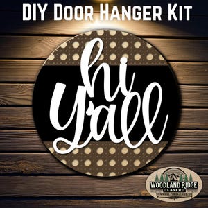 Kit de colgador de puerta de ratán &quot;Hola a todos&quot; / Letrero de puerta para uso diario / Kit de artesanía de madera cortada a láser / Decoración del hogar DIY / Kit de pintura sin terminar