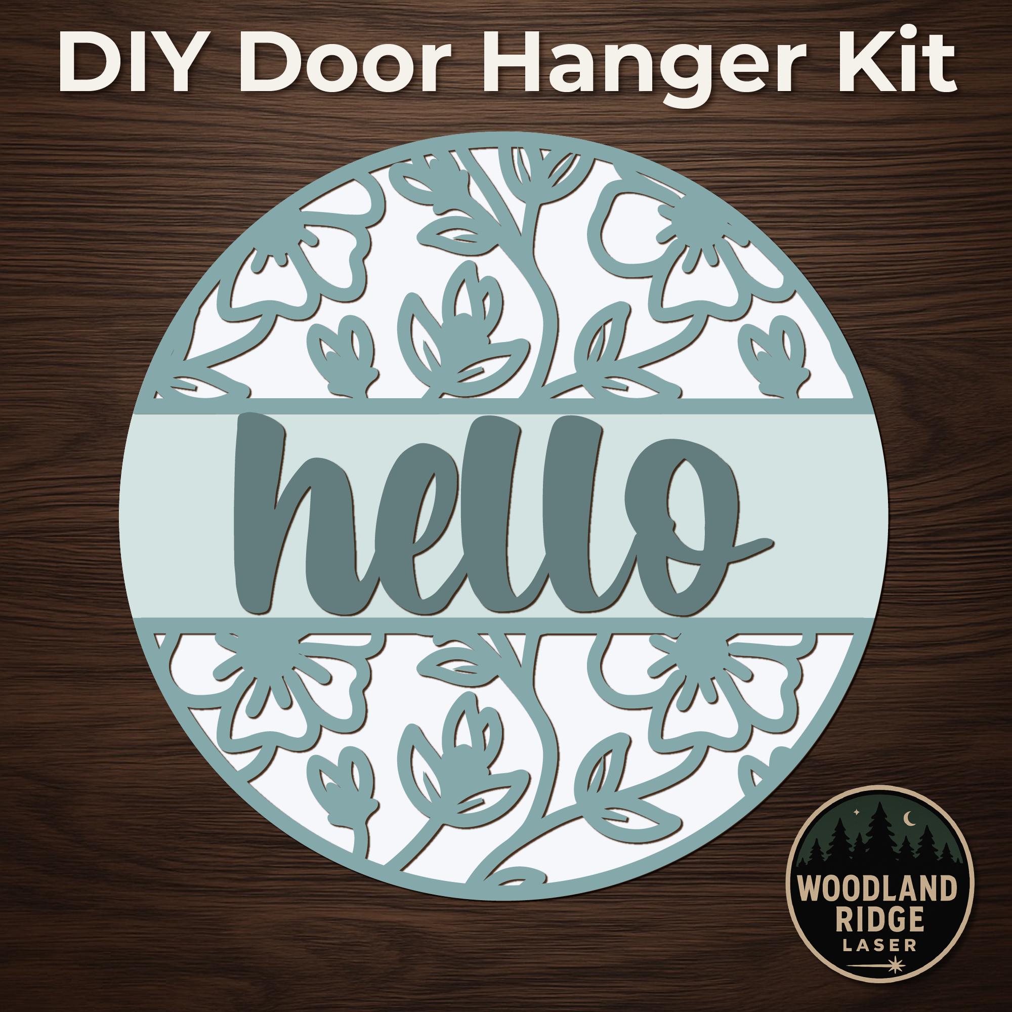 Floral Hello DIY Door Hanger Kit – Laser Cut Wood Sign - Etsy