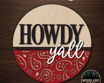 Howdy Y’all DIY Door Hanger Kit – Round Unfinished Wood Sign