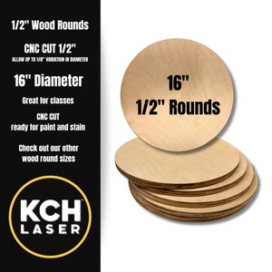 16 Inch Wood Rounds - CNC Cut Plywood Circles | Door Hanger Blanks, Wooden Cake Stand Rounds, DIY Wood Blanks & Circles 1/2"