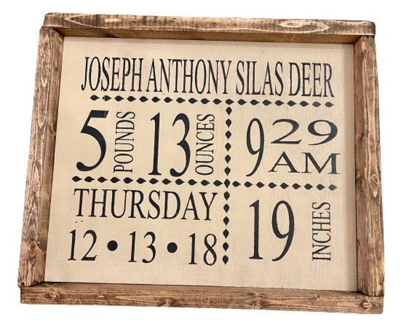 Baby wood sign newborn sign milestone sign birth announcement sign