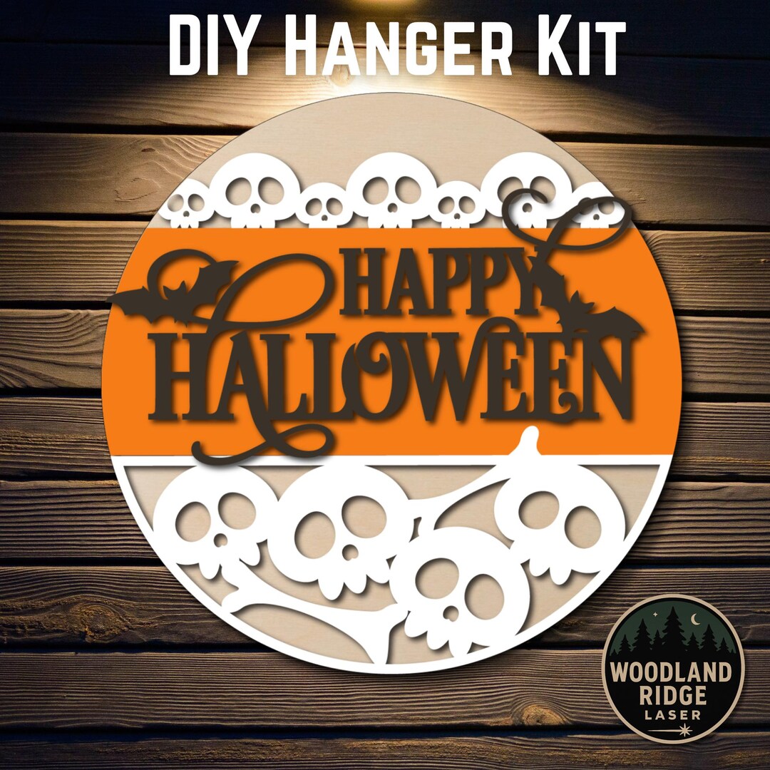 DIY Halloween Door Hanger Kit: Skull Sign, Laser Cut Wood Craft - Etsy UK