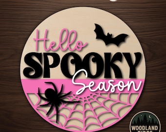 Hello Spooky Season DIY Door Hanger Kit – Laser Cut Wood Halloween Sign