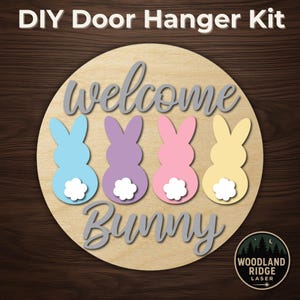 Bunny Tail Easter Door Hanger Kit – Round Unfinished Wood Sign