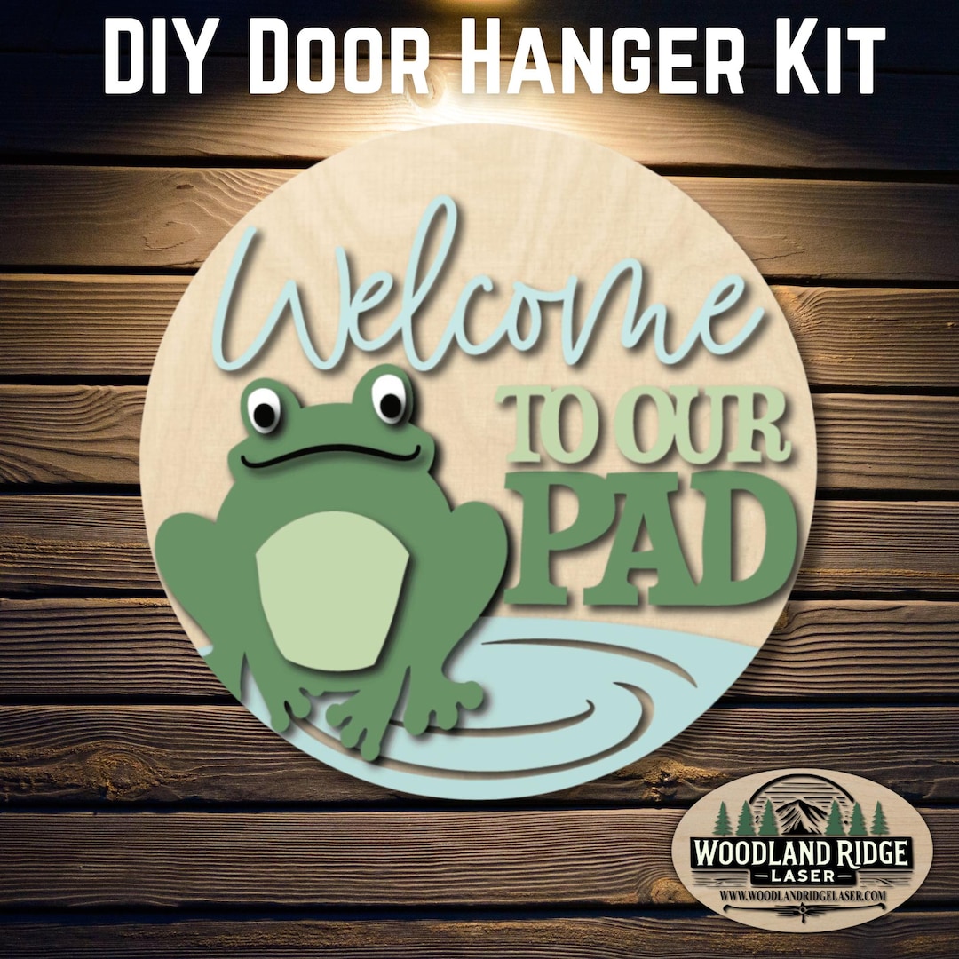 Welcome to Our Pad Spring DIY Door Hanger Kit Spring Sign Kit Frog ...