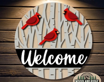 Cardinal Welcome DIY Door Hanger Kit | Everyday Door Sign | Laser Cut Wood Craft Kit | DIY Home Decor | Unfinished Paint Kit