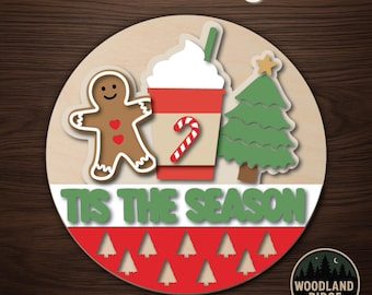 Tis the Season DIY Door Hanger Kit – Round Unfinished Wood Sign
