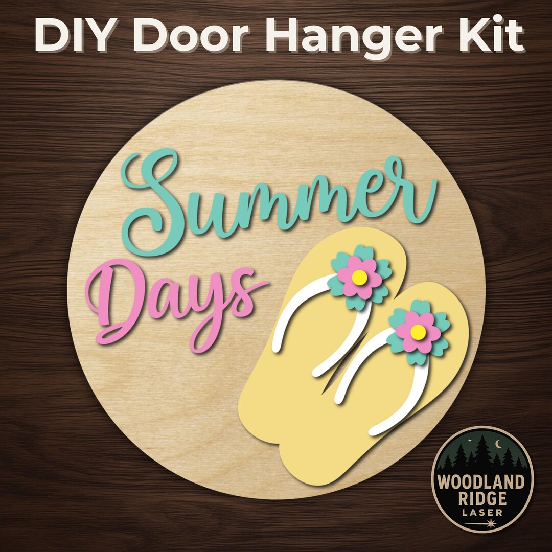 Flip Flop Summer Days Door Hanger Kit – DIY Laser Cut Wood Sign - Etsy