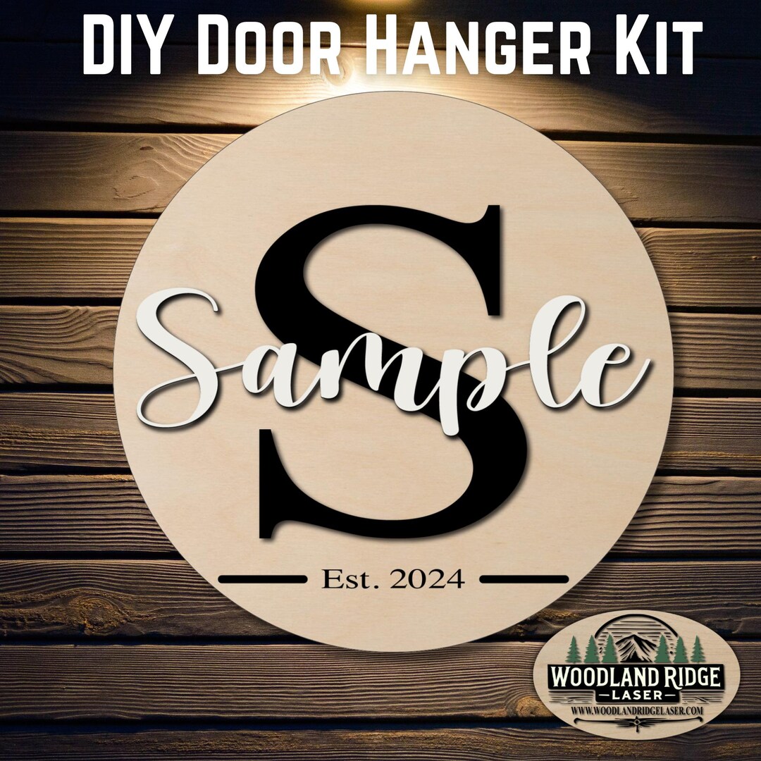 Monogram & Name Custom DIY Door Hanger Kit | Everyday Door Sign | Laser ...