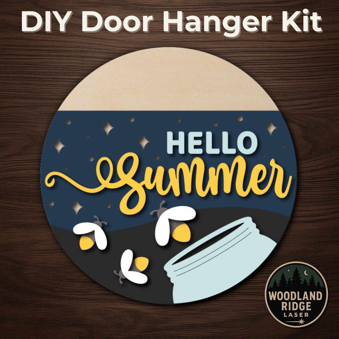 Hello Summer Fireflies Door Hanger Kit – Laser Cut Wood Sign - Etsy