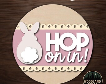 Bunny DIY Door Hanger Kit – Round Unfinished Wood Sign