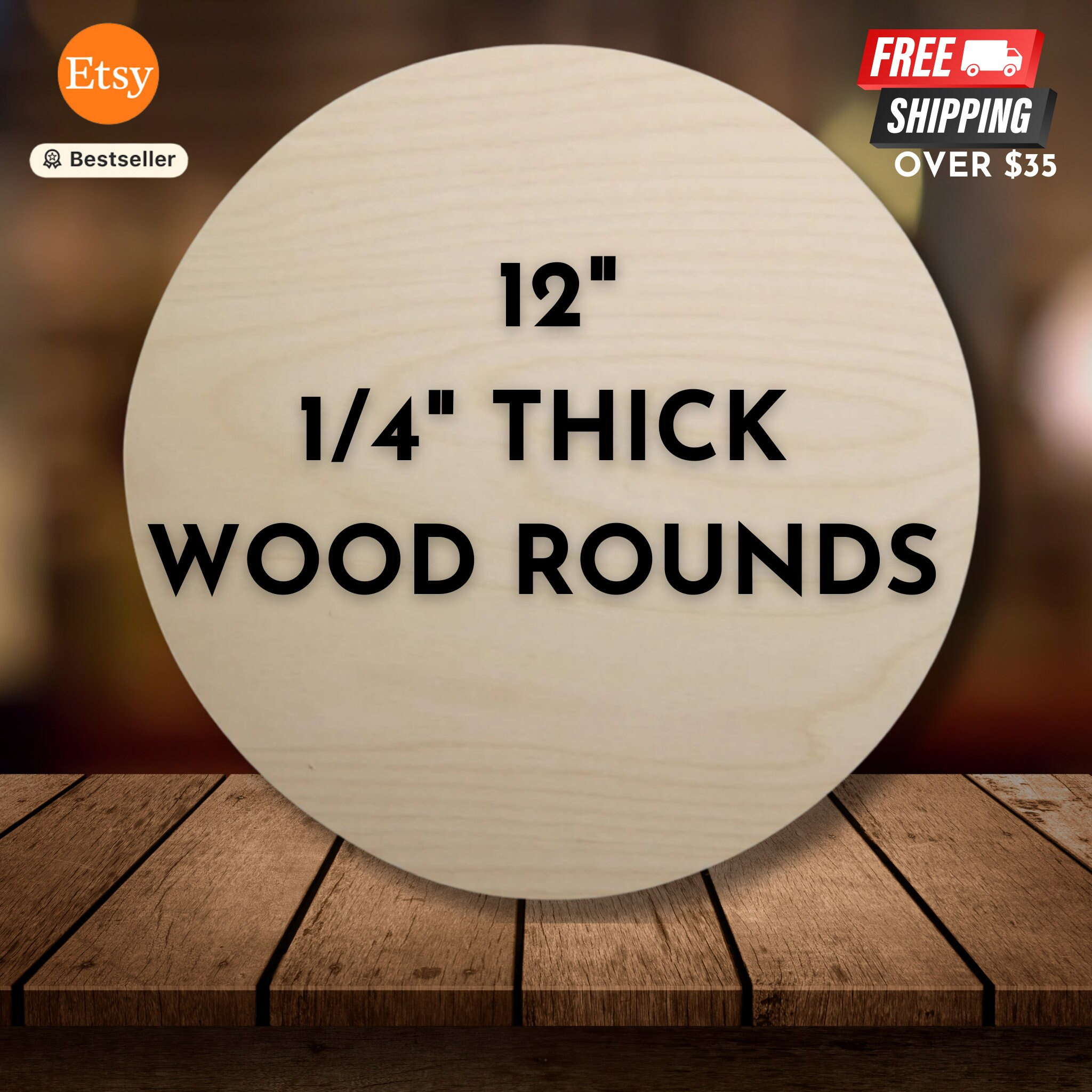 12 Inch Wood Rounds Laser Cut Plywood Circles Door Hanger Blanks, Wooden  Cake Stand Rounds, DIY Wood Blanks & Circles 1/4 