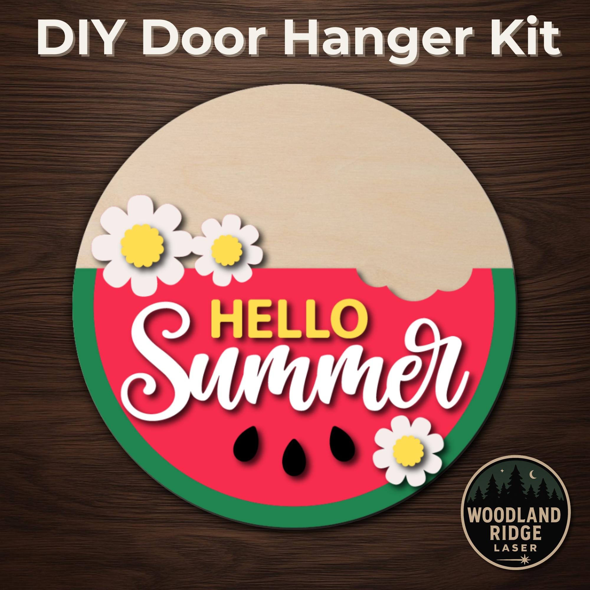 Watermelon Hello Summer Door Hanger Kit – Laser Cut Wood Sign - Etsy