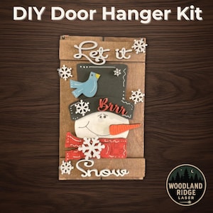 Let It Snow Snowman DIY Door Hanger Kit – Pallet Shape Unfinished Wood Sign