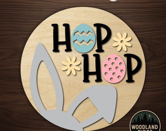 DIY Easter Bunny Door Hanger Kit – Round Unfinished Wood Sign