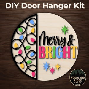 Merry & Bright DIY Door Hanger Kit – Round Unfinished Wood Sign