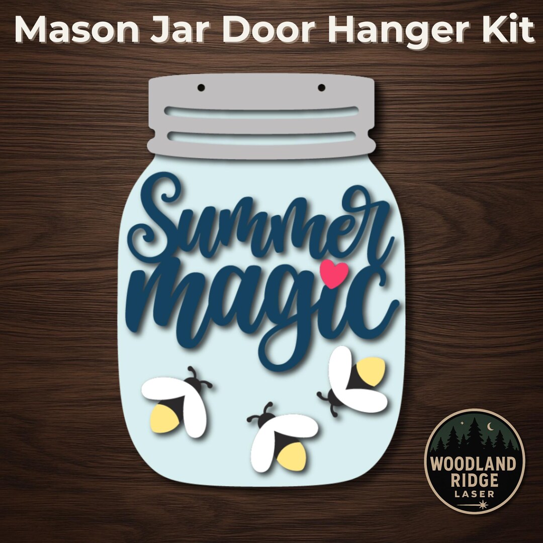 DIY Firefly Mason Jar Door Hanger Kit: Laser Cut Wood Summer Sign - Etsy