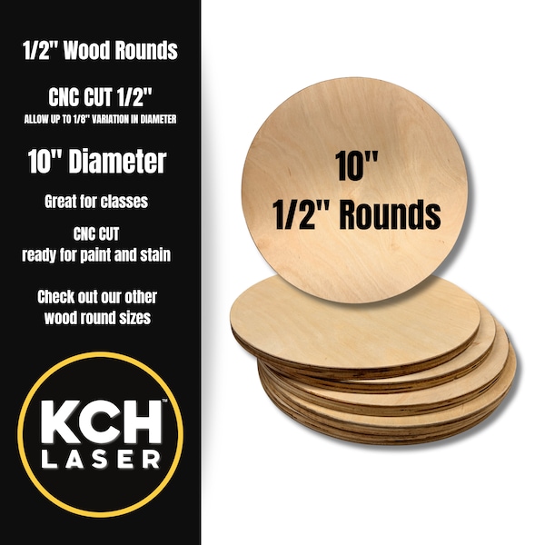 10 Inch Wood Rounds - CNC Cut Plywood Circles | Door Hanger Blanks, Wooden Cake Stand Rounds, DIY Wood Blanks & Circles 1/2"