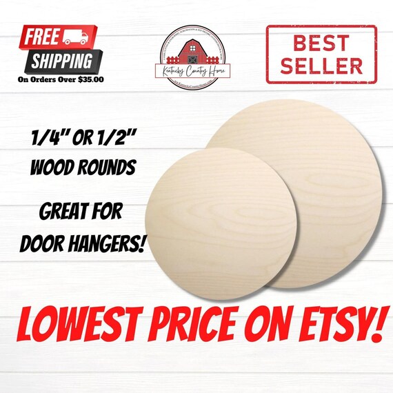 15 inch Wood Rounds Birch wood circles blank door hanger 10 PACK