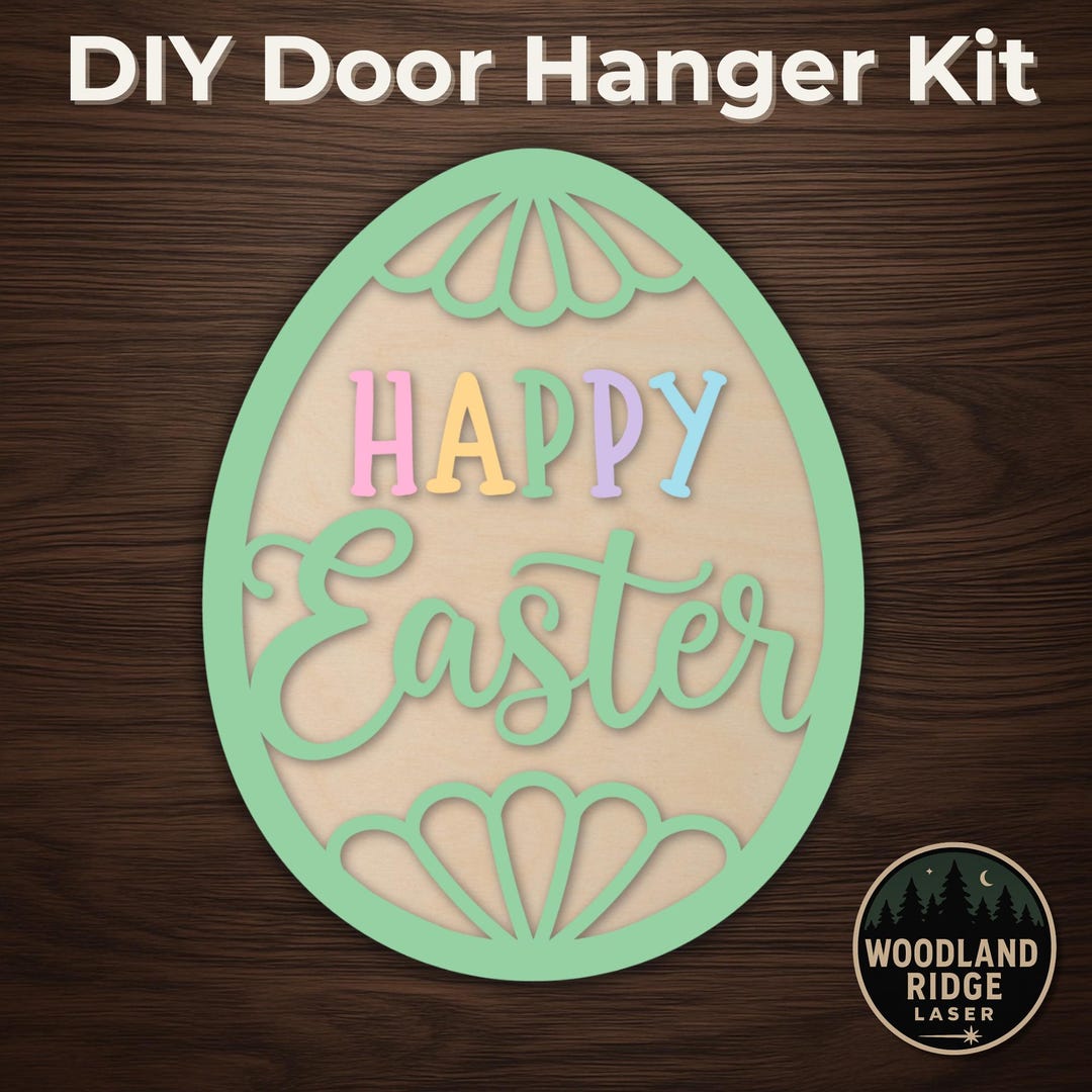 Happy Easter Egg DIY Door Hanger Kit – Unfinished Wood Sign - Etsy