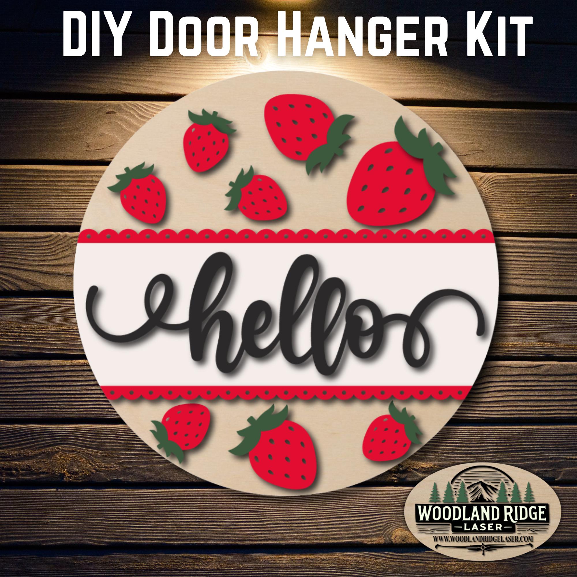 Hello Strawberry DIY Door Hanger Kit | Summer Door Sign