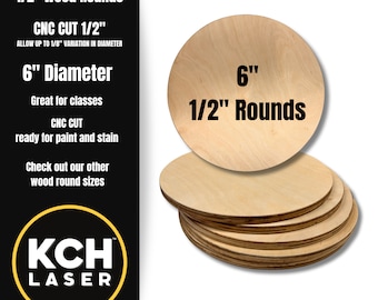 6 Inch Wood Rounds - CNC Cut Plywood Circles | Door Hanger Blanks, Wooden Cake Stand Rounds, DIY Wood Blanks & Circles 1/2"