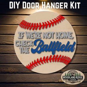 Ballfield DIY Door Hanger Kit | Baseball Door Sign | Laser Cut Wood Craft Kit | DIY Sports Decor | Unfinished Paint Kit