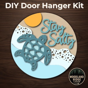 Stay Salty Turtle DIY Door Hanger Kit, Sea Turtle, Coastal Beach Decor
