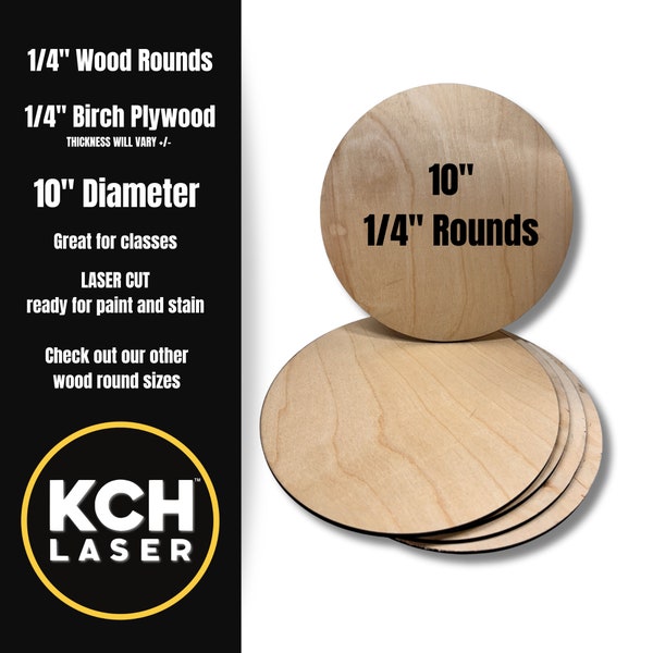 10 Inch Wood Rounds - Laser Cut Plywood Circles | Door Hanger Blanks, Wooden Cake Stand Rounds, DIY Wood Blanks & Circles 1/4"