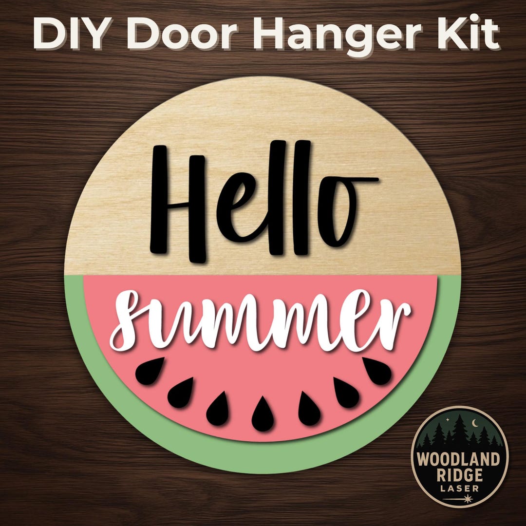 Watermelon Hello Summer Door Hanger Kit – DIY Laser Cut Wood Sign - Etsy