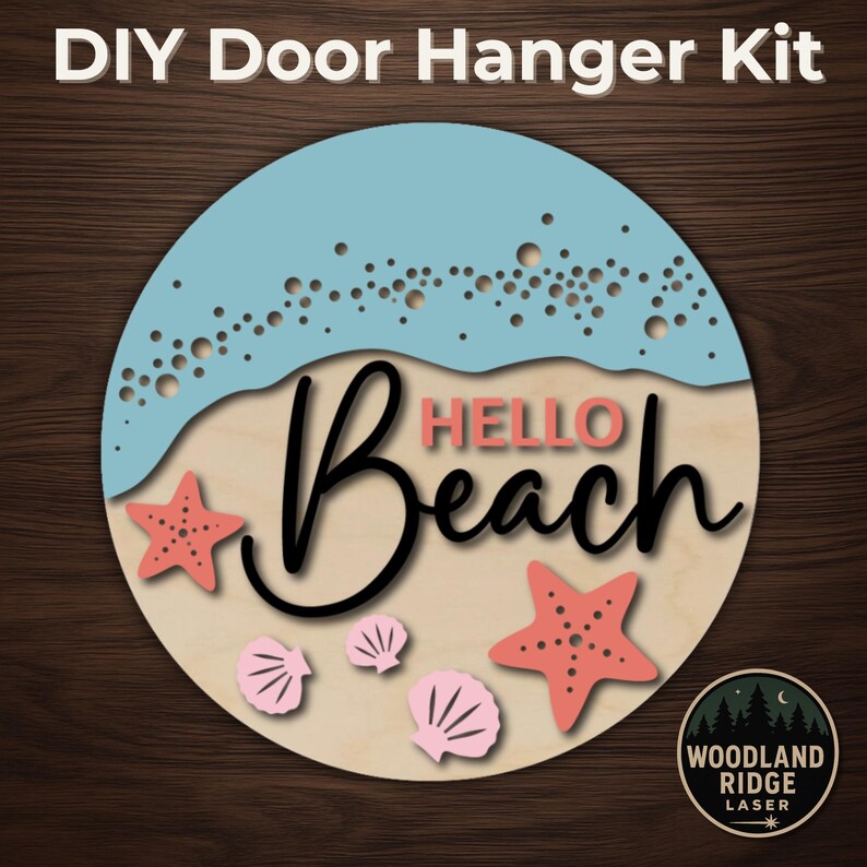 Hello Beach Door Hanger Kit – Laser Cut Wood Sign - Etsy