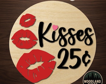 Kit deurhanger Kisses: valentijnsbord onafgewerkt hout