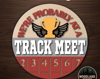 Track Meet DIY Door Hanger Kit – Laser Cut Wood Sign