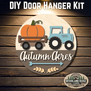 Autumn Acres DIY Door Hanger Kit | Fall Door Sign | Laser Cut Wood Craft Kit | DIY Harvest Decor | Unfinished Paint Kit