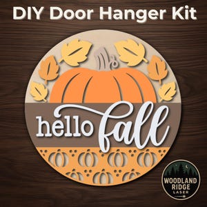 Hello Fall Pumpkin DIY Door Hanger Kit – Laser Cut Wood Sign