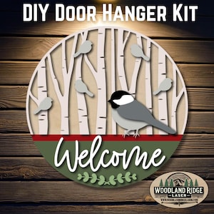 Bird Flock Willkommen Türschild Kit | Alltags-Türschild | Laser geschnittenes Holz Bastelset | DIY Wohndekor | Unfertiges Mal-Kit