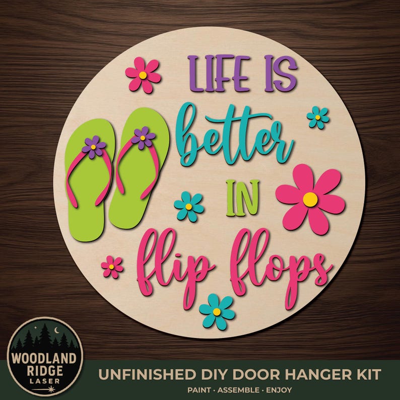 Life is Better in Flip Flops DIY Door Hanger Kit – Round Unfinished ...
