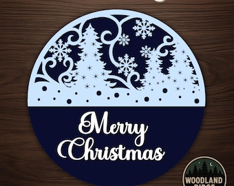 Whimsical Christmas DIY Door Hanger Kit – Round Unfinished Wood Sign