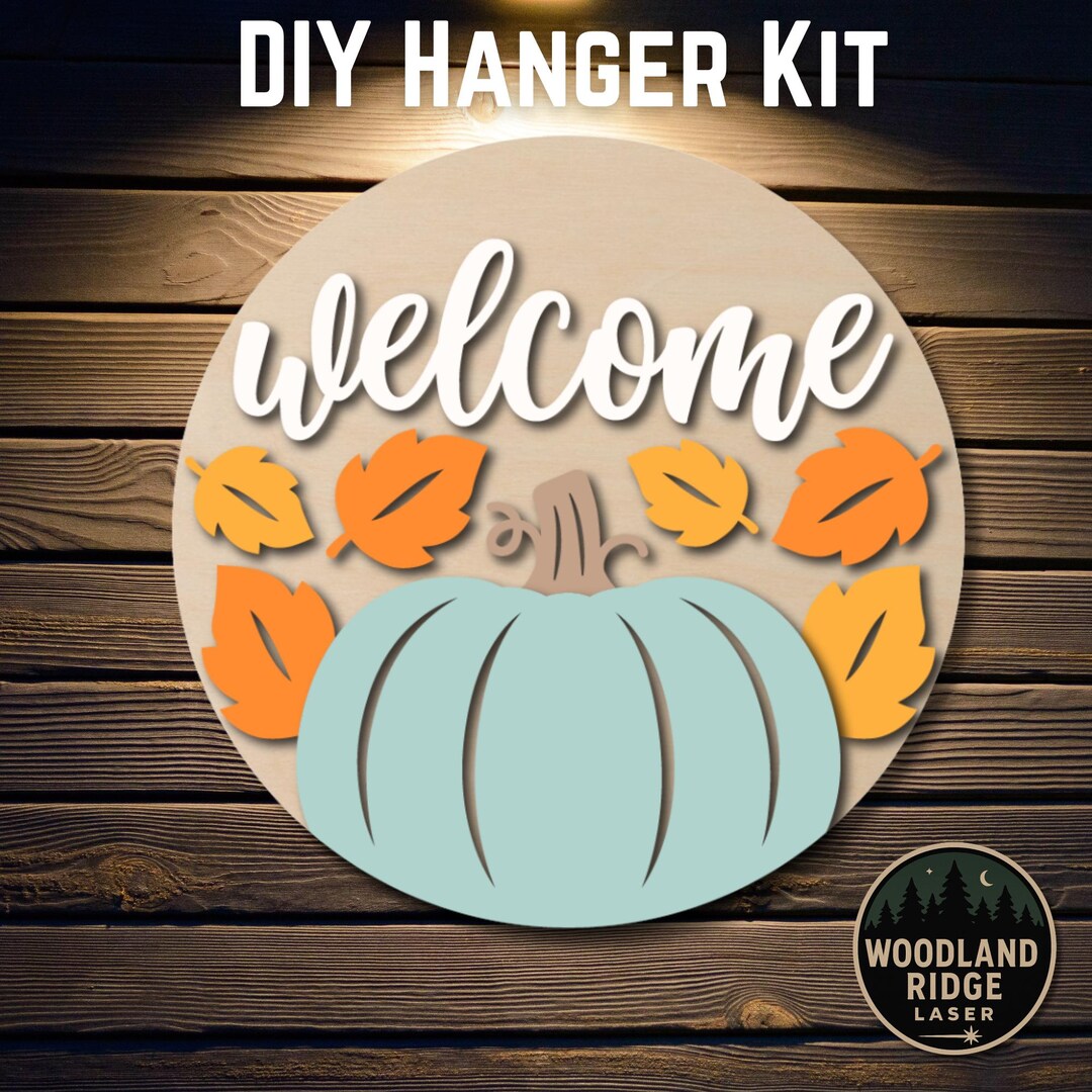 Welcome Pumpkin Leaves DIY Door Hanger Kit | Fall Porch Sign | Laser ...