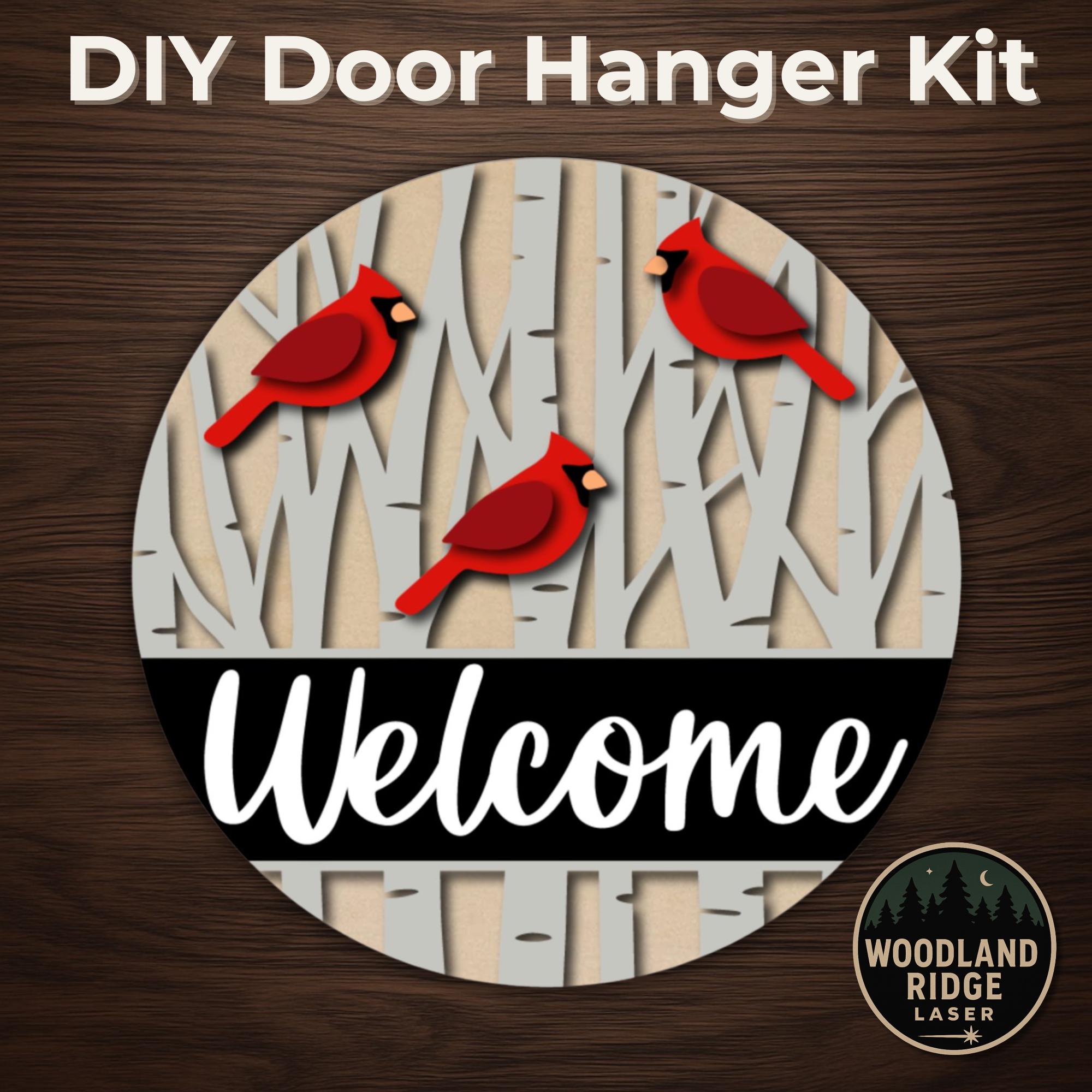 Cardinal Welcome Door Hanger Kit – DIY Laser Cut Wood Sign - Etsy