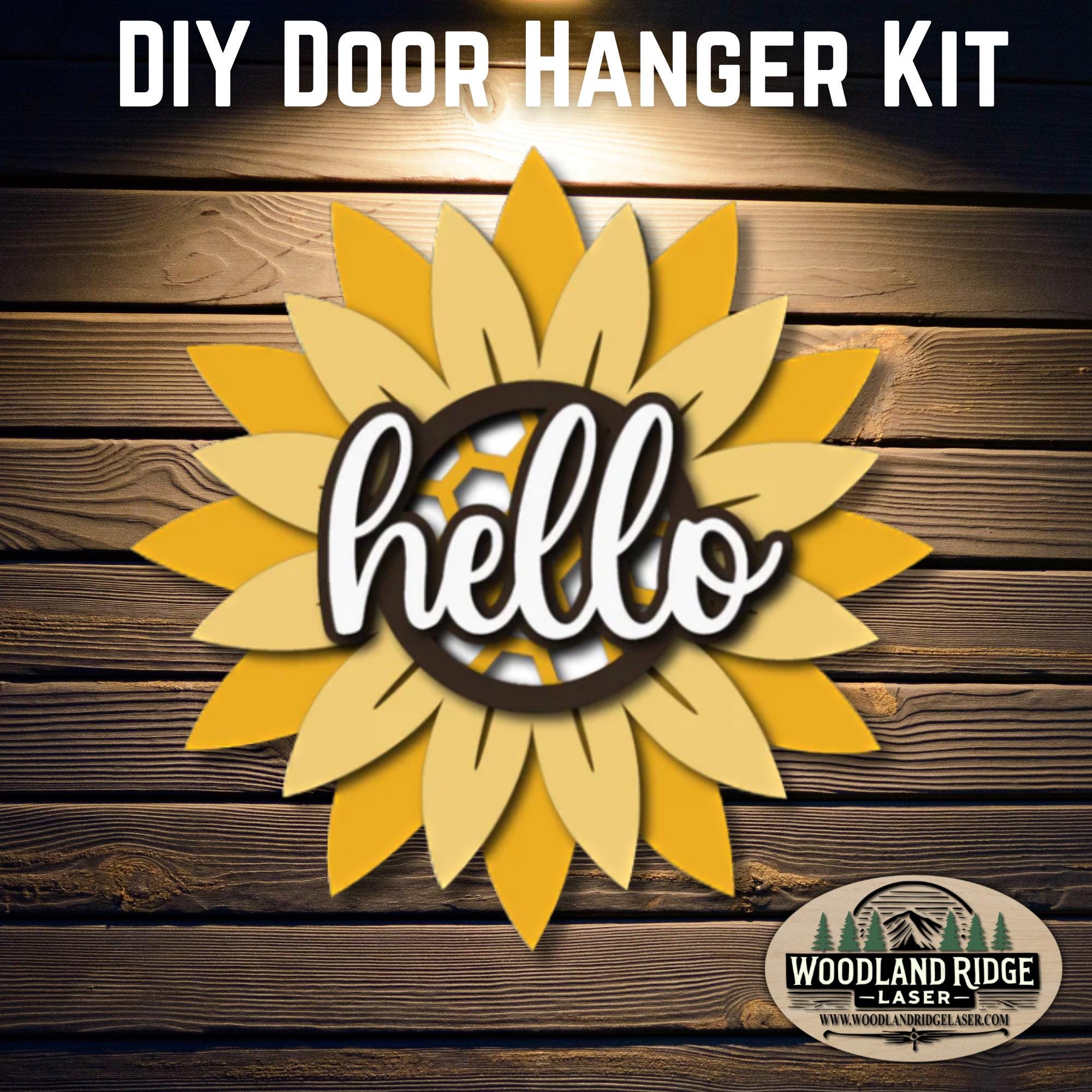 Honeycomb Sunflower DIY Türschild Kit | Türschild Sommer | Laser geschnittenes Holz Bastelset | DIY Sommer Dekor | Unfertiges Mal-Kit