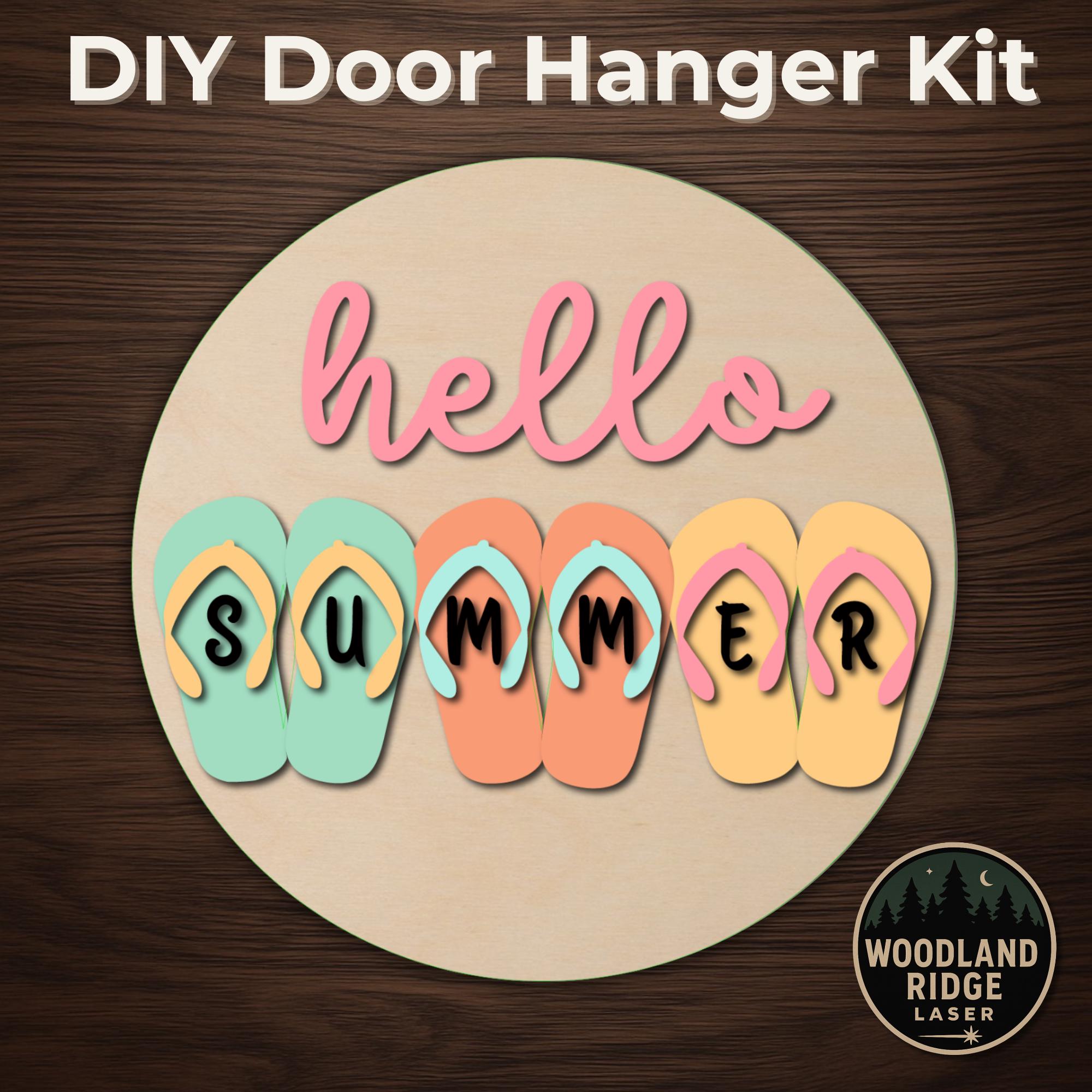 Hello Summer Flip Flops Door Hanger Kit – DIY Laser Cut Wood Sign - Etsy