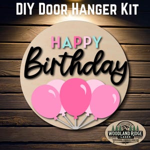 Happy Birthday Türschild Kit | Geburtstag-Türschild | Laser geschnittenes Holz Bastelset | DIY Party Dekor | Unfertiges Mal-Kit