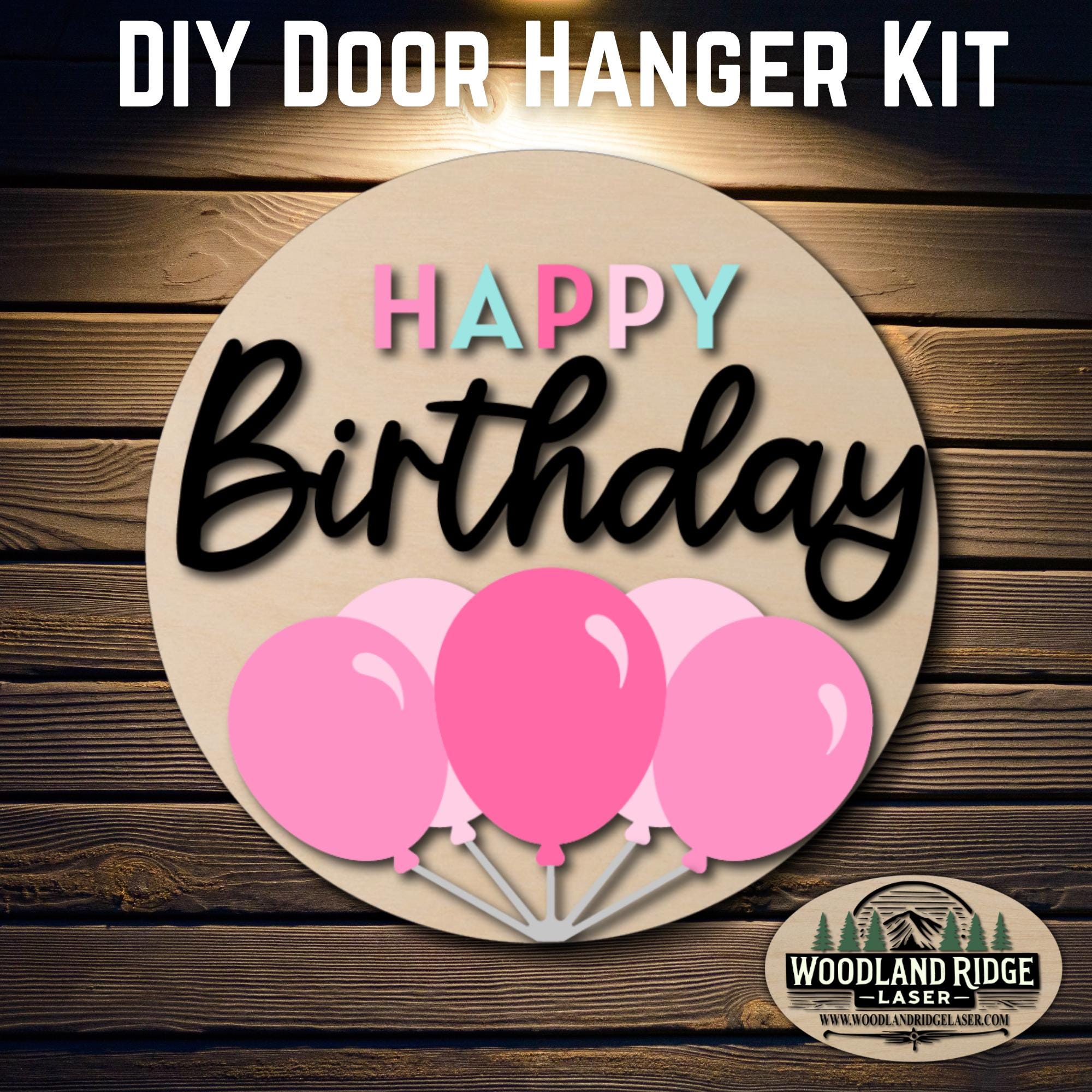 Happy Birthday DIY Door Hanger Kit | Birthday Door Sign | Laser Cut Wood Craft Kit | DIY Party Decor | Unfinished Paint Kit