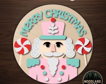 Merry Christmas Nutcracker DIY Door Hanger Kit – Round Unfinished Wood Sign