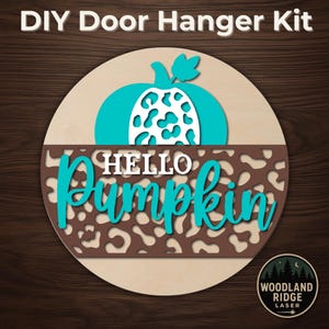 Cheetah Hello Pumpkin DIY Door Hanger Kit – Laser Cut Wood Sign