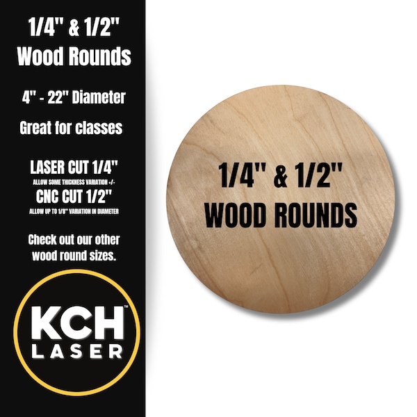 Wood Rounds Door Hanger Blanks 4 to 22 Inch CNC & Laser Cut Plywood Circles, Cake Stand Rounds, DIY Wood Projects